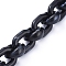 Transparent Acrylic Handmade Cable Chain, Oval, Black, 20x18x8mm, about 39.37 inch(1m)/strand