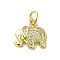 Real 18K Gold Plated Brass Pave Cubic Zirconia Pendants, Cadmium Free & Nickel Free & Lead Free, with Jump Rings, Elephant, Clear, 11.5x12x2mm, Hole: 3mm