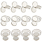 16Pcs 201 Stainless Steel Cuff Ring Findings, Bezel Cup Ring Settings, Flat Round, Stainless Steel Color, Tray: 12mm, Inner Diameter: 18~20mm