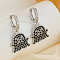 Fashionable Brass Cubic Zirconia Ghost Hoop Earrings, Silver, 30x16mm