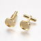 304 Stainless Steel Cuffinks, Flat Round, Golden, 19.5mm, Tray: 14x2mm, Inner Size: 12mm