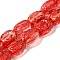 Transparent Glass Beads Strands, Oval, Red, 11x8x5.5mm, Hole: 1mm, about 32pcs/strand, 13.78 inch(35cm)