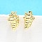 Brass Stud Earrings, Long-Lasting Plated, Lead Free & Cadmium Free, Shell Shape, 11x7mm