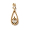 Brass Micro Pave Cubic Zirconia Pendants, Nickel Free, Teardrop Charms, Golden, 17.5x6x3mm, Hole: 1mm