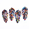 Cellulose Acetate(Resin) Big Pendants, with Iron Loops, Leaf, Golden, Colorful, 70~76x29~31x3mm, Hole: 1.2mm