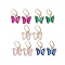 Glass Leverback Earring, with Brass Finding, Butterfly, Mixed Color, 33x20mm