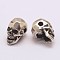 Brass Micro Pave Grade AAA Cubic Zirconia Beads, Long-Lasting Plated, Cadmium Free & Nickel Free & Lead Free, Skull, 925 Thailand Sterling Silver Plated, 13x7.5x9mm, Hole: 2mm