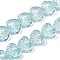 Transparent Glass Beads Strands, Heart, Dark Turquoise, 13x15x7mm, Hole: 1mm, about 55pcs/strand, 25.98''(66cm)