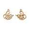Alloy Rhinestone Pendants, Swan Charms, Light Gold, 21x20x2.5mm, Hole: 1.8mm