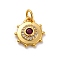Brass Micro Pave Cubic Zirconia Charms, Long-Lasting Plated, Lead Free & Cadmium Free, Gold, Round, Medium Purple, 13x12x3mm, Hole: 3mm