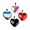 Glass Pendants, with Platinum Brass Bails, Heart, Mixed Color, 38.5~39.5x34~34.5x11~11.5mm, Hole: 7x4.5mm