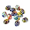 Handmade Lampwork Cabochons, Oval with Flower Pattern, Mixed Color, 16x11.5x6mm