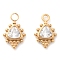 304 Stainless Steel Rhinestone Pendants, Ion Plating(IP), Golden, Rectangle, Clear, 15.5x9.5x3.5mm, Hole: 2.5mm