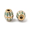 304 Stainless Steel Enamel Beads, Barrel, Real 18K Gold Plated, PVD Vacuum Plating, Aquamarine, 13x11.5mm, Hole: 3mm