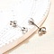 Cubic Zirconia Ear Studs, with 304 Stainless Steel Base, Flat Round, Stainless Steel Color, 4mm, Pin: 0.7mm