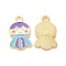 Light Gold Plated Alloy Pendants, with Enamel, Girl Charm, Colorful, 19.5x12x1.5mm, Hole: 1.8mm
