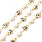 Enamel Heart and Glass Beetle Link Chain, with Brass Findings, Long-Lasting Plated, Soldered, with Spool, Blue, 13x8x2.5mm, 9.5x5.5x3.5mm