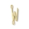 Rack Plating Brass Connector Charms, for Personalized Name Necklace Making, Cadmium Free & Lead Free, Long-Lasting Plated, Real 18K Gold Plated, Letter W, 22.5x8.5x1.5mm, Hole: 3x0.8mm