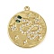 Brass Micro Pave Cubic Zirconia Pendants, Round with Snake, Long-Lasting Plated, Cadmium Free & Lead Free, Rack Plating, Real 18K Gold Plated, 28x25x2mm, Hole: 1.8mm