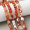 Natural Fire Crackle Agate Beads Strands, Faceted, Cube, Dyed & Heated, Tomato, 6x6x6mm, Hole: 1mm, about 56pcs/strand, 15.55''(39.5cm)