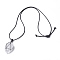 Natural Quartz Crystal Beaded Pendant Necklaces, Adjustable, with Waxed Cord, teardrop, 18.1~29.9 inch(46~76cm), 2mm