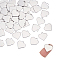 50Pcs Stainless Steel Pendants, Heart Charms, Stainless Steel Color, 15.5x16x1mm, Hole: 1.5mm