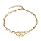 Ion Plating(IP) 304 Stainless Steel Multi-strand Anklets, with Satellite Chains and 201 Stainless Steel Turtle Links, Golden, 9-7/8 inch(25cm)