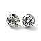 Brass Beads, Rondelle with Flower, Cadmium Free & Nickel Free & Lead Free, Antique Silver, 7.5x8x6mm, Hole: 1.6mm