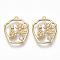 Brass Micro Pave Clear Cubic Zirconia Pendants, Flower, Nickel Free, Clear, Real 18K Gold Plated, 18x10x2mm, Hole: 1mm