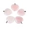 Natural Rose Quartz Pendants, with Stainless Steel Snap On Bails, Heart, Stainless Steel Color, 31x30x8mm, Hole: 5.5x2.5mm