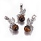 Natural Tiger Eye Pendants, with Platinum Tone Brass Findings, Fairy, 25~26x12~13x8mm, Hole: 3.5x5.5mm