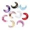 Transparent Glass Beads, Moon, with Glitter Powder, Gradient Color, Mixed Color, 16.5~17x13~13.5x5~6mm, Hole: 1mm