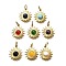 Gemstone Pendants, Sun Charms, with Ion Plating(IP) 304 Stainless Steel Settings and Jump Rings, Real 14K Gold Plated, Mixed Dyed and Undyed, 18.5x16x4.5mm, Hole: 2.5x5mm