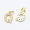 Brass Micro Pave Grade AAA Cubic Zirconia Charms, Letter Q, Cadmium Free & Nickel Free & Lead Free, Real 18K Gold Plated, 9x6x1.5mm, Hole: 2mm