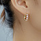 Stylish Brass Cubic Zirconia Hoop Earrings, Golden, Pink, 18x14mm