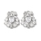 Brass Micro Pave Cubic Zirconia Charms, with Glass, Wreath Charms, Cadmium Free & Nickel Free & Lead Free, Real Platinum Plated, 13x11x3mm, Hole: 1.4mm