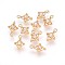 Brass Cubic Zirconia Pendants, Nickel Free, Real 18K Gold Plated, Rhombus, 10x6x3mm, Hole: 1mm