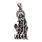 304 Stainless Steel and Glass Rhinestone Pendants, Goatherd, Antique Silver, 52.5x22x10mm, Hole: 8.5x5mm