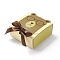 Cartoon Cardboard Paper Gift Box, with Ramdom Color Ribbon, Rectangle, Light Goldenrod Yellow, Bear Pattern, Fold: 12.9x11.5x5.1cm