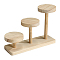 3-Slot Wood Round Tray Minifigures Display Risers, Wooden Tired Holder for Action Figures Storage, Antique White, 7.5x23x17cm