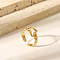 304 Stainless Steel Cuff Rings for Women, Real 18K Gold Plated, Heart, 10mm, Inner Diameter: 18mm