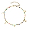 304 Stainless Steel & Brass Double Layer Chain Anklets, Enamel Style, with Golden Plated Charms, Heart, 9-1/8 inch(23cm)