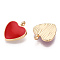 Alloy Pendants, with Enamel, Cadmium Free & Lead Free, Light Gold, Heart, Red, 17.5x16x3.5mm, Hole: 1.8mm