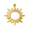 Ion Plating(IP) 304 Stainless Steel Pendants, Sun Charm, Real 18K Gold Plated, 27x24.5x2mm, Hole: 1.8mm