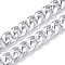 Aluminum Faceted Curb Chains, Diamond Cut Cuban Link Chains, Unwelded, Silver, 20.5x17x4.5mm