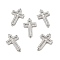 Brass Micro Pave Clear Cubic Zirconia Connector Charms, Cadmium Free & Nickel Free & Lead Free, Religion Cross Links, Platinum, 22.5x13.5x2.5mm, Hole: 1.5mm