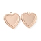 Rack Plating Heart Brass Locket Pendants, Cabochon Settings, Long-Lasting Plated, Lead Free & Nickel Free & Cadmium Free, Long-Lasting Plated, Rose Gold, 25x22.5x4.5mm, Hole: 2mm, Inner Size: 16.5x16.5, Tray: 18.5x17