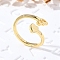 Brass Cuff Rings for Women, Letter, Letter F, Inner Diameter: 15.6mm