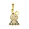 Rack Plating Brass Micro Pave Cubic Zirconia Pendants, Cadmium Free & Lead Free, Long-Lasting Plated, Rabbit, Real 18K Gold Plated, Black, 32x17x8mm, Hole: 4x3mm