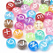 Transparent Acrylic Beads, Horizontal Hole, Mixed Letters, Flat Round, Mixed Color, 7x4mm, Hole: 1.5mm, about 3700pcs/500g